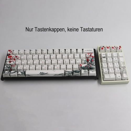 JSJT Pflaumenblüten-Tastenkappen PBT-Farbstoff-Sublimations-OEM-Profil Benutzerdefinierte Tastenkappe 128 Tasten Deutsches Tastenkappen für 61/87/104/108 Cherry MX Switches mechanische Tastaturen Bild 4