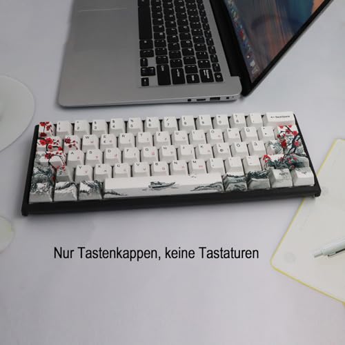 JSJT Pflaumenblüten-Tastenkappen PBT-Farbstoff-Sublimations-OEM-Profil Benutzerdefinierte Tastenkappe 128 Tasten Deutsches Tastenkappen für 61/87/104/108 Cherry MX Switches mechanische Tastaturen Bild 7