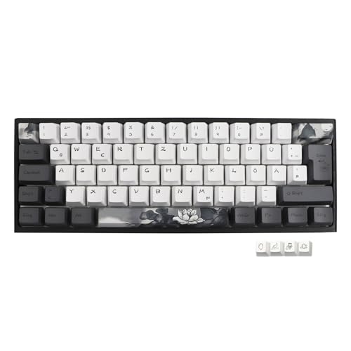 JSJT Tinte Lotus Tastenkappen 140 Tasten Deutsches Tastenkappen PBT OEM Profil Tastenkappe (nur Tastenkappe) für 61/68/84/87/96/108 Cherry MX Switches ANSI/ISO-Layout Mechanische Tastaturen Bild 1