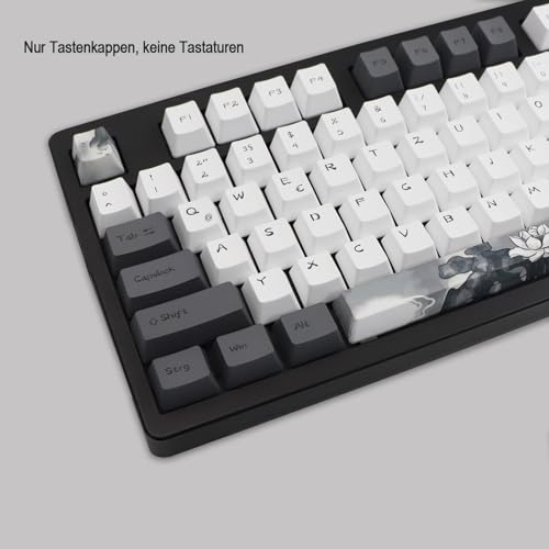 JSJT Tinte Lotus Tastenkappen 140 Tasten Deutsches Tastenkappen PBT OEM Profil Tastenkappe (nur Tastenkappe) für 61/68/84/87/96/108 Cherry MX Switches ANSI/ISO-Layout Mechanische Tastaturen Bild 2