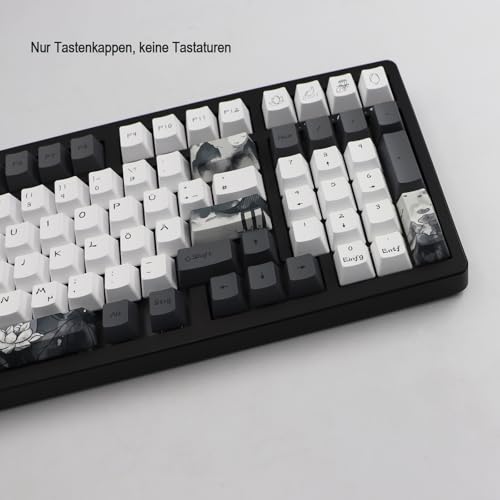 JSJT Tinte Lotus Tastenkappen 140 Tasten Deutsches Tastenkappen PBT OEM Profil Tastenkappe (nur Tastenkappe) für 61/68/84/87/96/108 Cherry MX Switches ANSI/ISO-Layout Mechanische Tastaturen Bild 4