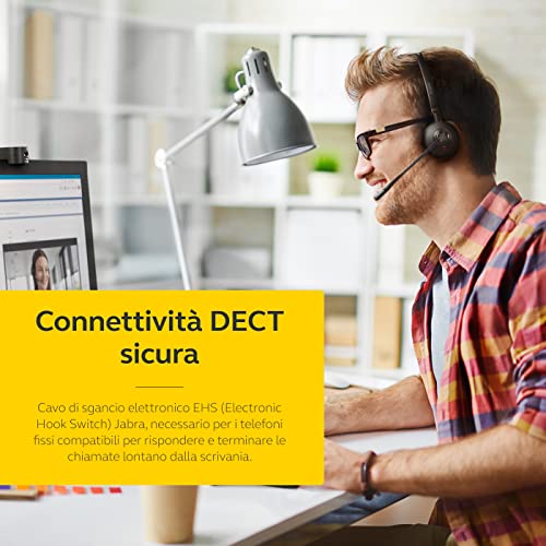 Jabra Engage 65 On-Ear DECT Stereo Headset - Skype For Business Certified Wireless Headphones with Advanced Noise Cancellation for Deskphones and Softphones – Black – EU Version (Generalüberholt) Bild 4