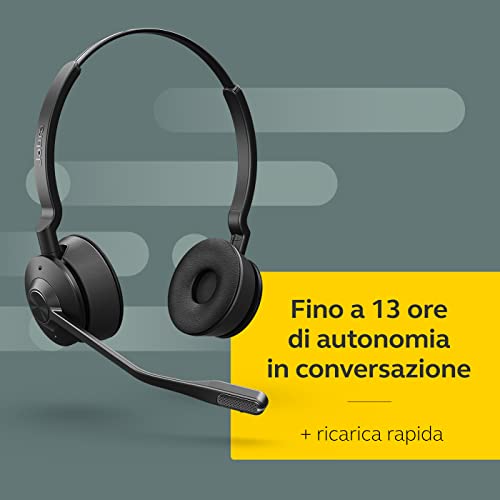 Jabra Engage 65 On-Ear DECT Stereo Headset - Skype For Business Certified Wireless Headphones with Advanced Noise Cancellation for Deskphones and Softphones – Black – EU Version (Generalüberholt) Bild 5
