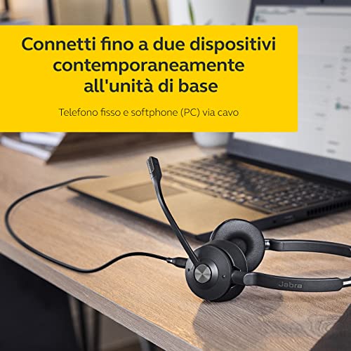 Jabra Engage 65 On-Ear DECT Stereo Headset - Skype For Business Certified Wireless Headphones with Advanced Noise Cancellation for Deskphones and Softphones – Black – EU Version (Generalüberholt) Bild 6