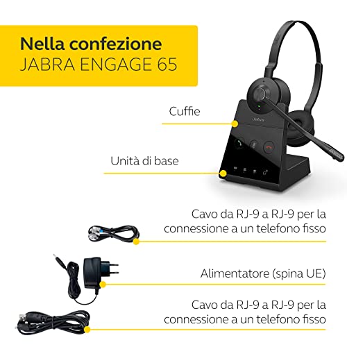 Jabra Engage 65 On-Ear DECT Stereo Headset - Skype For Business Certified Wireless Headphones with Advanced Noise Cancellation for Deskphones and Softphones – Black – EU Version (Generalüberholt) Bild 7