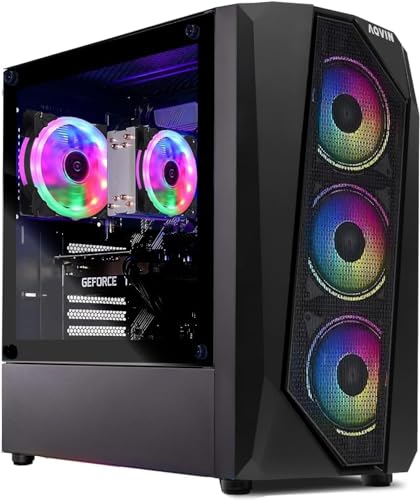 AQVIN AQ30 Gaming PC Desktop Tower - Intel Core i7 Prozessor bis zu 4,0 GHz GeForce GTX 1660 Super 6GB GDDR6 HDMI 1TB SSD 32GB DDR4 RAM RGB Tastatur Maus Windows 10 Pro WiFi Bild 1