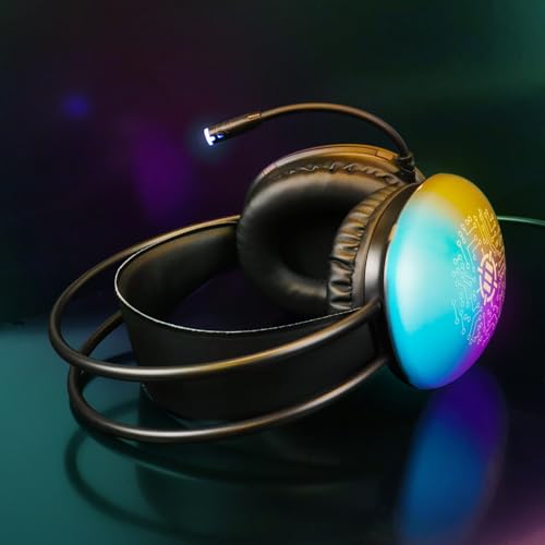 ENHANCE Voltaic 2 USB-Gaming-Headset – Stereo-Gaming-Headset für PC mit klarem Schaltungsdesign, Farbwechselnden LEDs, 50-mm-Treibern – Over-Ear-Kopfhörer mit Inline-Controller, Splitterkabel Bild 2