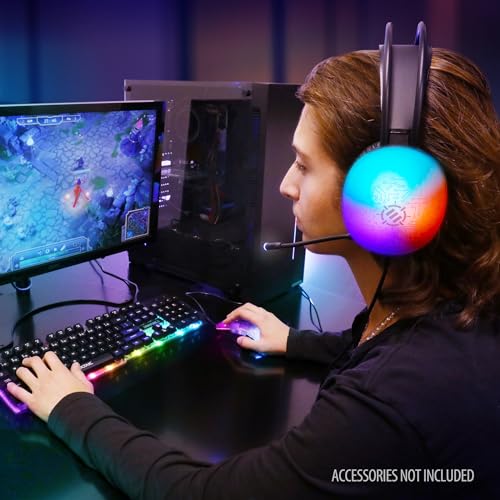 ENHANCE Voltaic 2 USB-Gaming-Headset – Stereo-Gaming-Headset für PC mit klarem Schaltungsdesign, Farbwechselnden LEDs, 50-mm-Treibern – Over-Ear-Kopfhörer mit Inline-Controller, Splitterkabel Bild 3