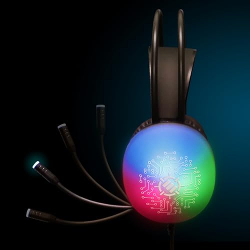 ENHANCE Voltaic 2 USB-Gaming-Headset – Stereo-Gaming-Headset für PC mit klarem Schaltungsdesign, Farbwechselnden LEDs, 50-mm-Treibern – Over-Ear-Kopfhörer mit Inline-Controller, Splitterkabel Bild 4