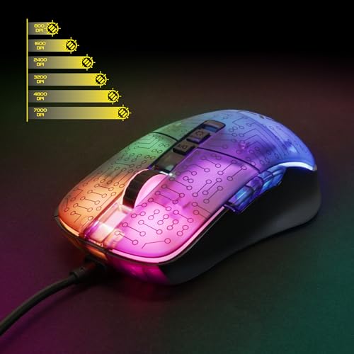 ENHANCE Voltaic 2 Gaming-Maus – PC-Maus mit 7 Programmierbaren Tasten, 7000 DPI, Ergonomische Maus mit Klarem Schaltkreisdesign – Software im Lieferumfang Enthalten Bild 2