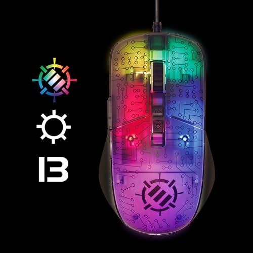 ENHANCE Voltaic 2 Gaming-Maus – PC-Maus mit 7 Programmierbaren Tasten, 7000 DPI, Ergonomische Maus mit Klarem Schaltkreisdesign – Software im Lieferumfang Enthalten Bild 4