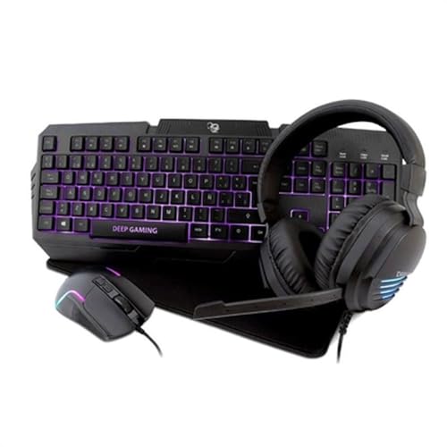 X-Wing 2 Pack Gaming 4-in-1 - QWERTY-Membran-Tastatur mit Ñ-Hintergrundbeleuchtung, optische RGB-Maus 7200 DPI, Kopfhörer mit Mikrofon, rutschfeste Matte, Multi-Plattform-Gaming-Set Bild 1