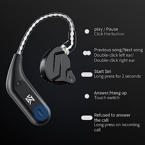 KZ AZ09 Bluetooth 5.2 Upgraded Wireless Adapter mit Rauschunterdrückung, wasserdichte B-Pins für KZ ZST, ZST-X, ZSTX, EDX, ZSR, ES4, AS10, ED12, ES3, AS06, BA10 IEM (B-Pins, Schwarz) Bild 3