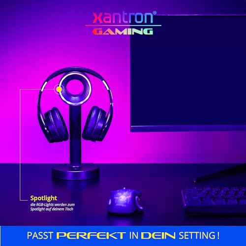 Xantron® Headset Halterung mit dynamischer RGB Beleuchtung & Induktiver Ladestation/Ideal für passionierte Gamer/Universal Headset Ständer/Kopfhörer Halter als Gaming Zubehör Bild 5