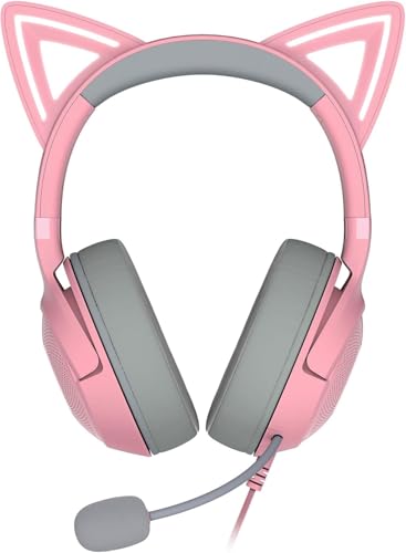 Razer Kraken V2 Kitty USB-kabelgebundenes RGB-Headset: Chroma Ears – Stream reaktive Beleuchtung – HyperClear Mikrofon – 40 mm Triforce-Treiber – 7.1 Surround-Sound – Quarz-Rosa (erneuert) Bild 4