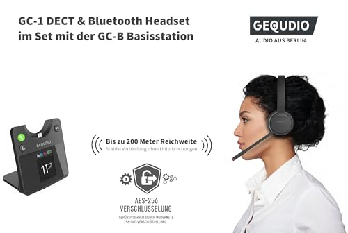 GEQUDIO GC-1+B Kabelloses Headset – DECT & Bluetooth System einohrig – Farbdisplay Basisstation für Unify OpenScape, GX5, GZ-6, PC & Mac – 200m Reichweite – Mono – Modell: GC-1+B Bild 2