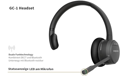 GEQUDIO GC-1+B Kabelloses Headset – DECT & Bluetooth System einohrig – Farbdisplay Basisstation für Unify OpenScape, GX5, GZ-6, PC & Mac – 200m Reichweite – Mono – Modell: GC-1+B Bild 3