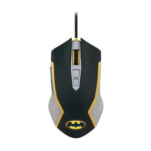 FRTEC - Batman Edition Gaming-Maus, gelbe LED-Beleuchtung, Verstellbarer DPI, mit Kabel, offizielle DC-Kollektion, schnelle und präzise Bewegung, konfigurierbare Seitentasten Bild 1