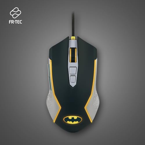 FRTEC - Batman Edition Gaming-Maus, gelbe LED-Beleuchtung, Verstellbarer DPI, mit Kabel, offizielle DC-Kollektion, schnelle und präzise Bewegung, konfigurierbare Seitentasten Bild 2