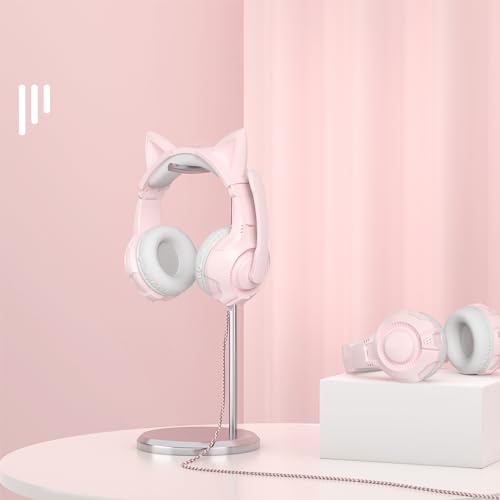 Rosa Katzenohr-Kopfhörer für Gaming-PC, 3,5 mm kabelgebundenes Gaming-Headset mit Mikrofon mit Geräuschunterdrückung, weiche Memory-Ohrenschützer, Stereo-Headset für PS4, PS5, Xbox, Laptop, Mac, Bild 2