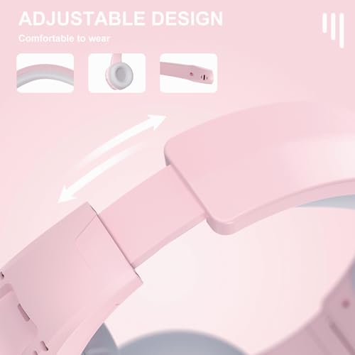 Rosa Katzenohr-Kopfhörer für Gaming-PC, 3,5 mm kabelgebundenes Gaming-Headset mit Mikrofon mit Geräuschunterdrückung, weiche Memory-Ohrenschützer, Stereo-Headset für PS4, PS5, Xbox, Laptop, Mac, Bild 3