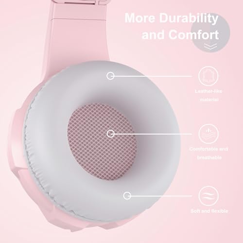Rosa Katzenohr-Kopfhörer für Gaming-PC, 3,5 mm kabelgebundenes Gaming-Headset mit Mikrofon mit Geräuschunterdrückung, weiche Memory-Ohrenschützer, Stereo-Headset für PS4, PS5, Xbox, Laptop, Mac, Bild 4
