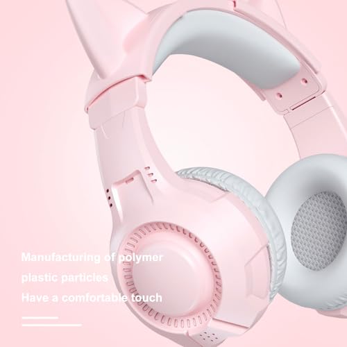Rosa Katzenohr-Kopfhörer für Gaming-PC, 3,5 mm kabelgebundenes Gaming-Headset mit Mikrofon mit Geräuschunterdrückung, weiche Memory-Ohrenschützer, Stereo-Headset für PS4, PS5, Xbox, Laptop, Mac, Bild 5