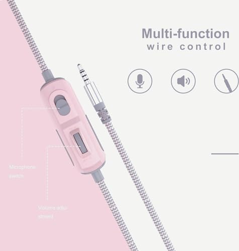 Rosa Katzenohr-Kopfhörer für Gaming-PC, 3,5 mm kabelgebundenes Gaming-Headset mit Mikrofon mit Geräuschunterdrückung, weiche Memory-Ohrenschützer, Stereo-Headset für PS4, PS5, Xbox, Laptop, Mac, Bild 6