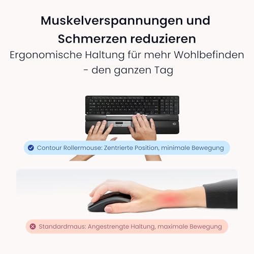 Contour Design SliderMouse Pro Ergonomische Büromaus zur Reduzierung der Belastung von Handgelenk, Schulter und Unterarm | Design für Produktivität Plug & Play PC Desktop Mac - Kabellos - Schlank Bild 5
