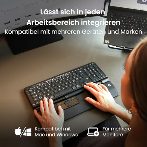 Contour RollerMouse Pro, Slim - Ergonomische Maus zur Linderung von Nacken-, Schulter- und Handgelenksschmerzen, zentrales Rollerbar-Design, Handgelenkauflage aus veganem Leder, Bluetooth Bild 6