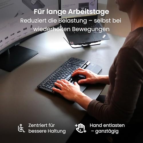 Contour RollerMouse Pro, Slim - Ergonomische Maus zur Linderung von Nacken-, Schulter- und Handgelenksschmerzen, zentrales Rollerbar-Design, Handgelenkauflage aus veganem Leder, Bluetooth Bild 7