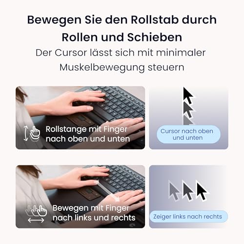 Contour RollerMouse Pro, Extended - Ergonomische Maus zur Linderung von Nacken-, Schulter- und Handgelenksschmerzen, zentrales Rollerbar-Design, 600-2800 DPI, Kabel, Plug & Play für Mac/PC Bild 3
