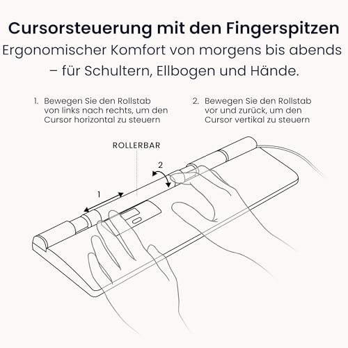 Contour RollerMouse Pro, Extended - Ergonomische Maus zur Linderung von Nacken-, Schulter- und Handgelenksschmerzen, zentrales Rollerbar-Design, 600-2800 DPI, Kabel, Plug & Play für Mac/PC Bild 4