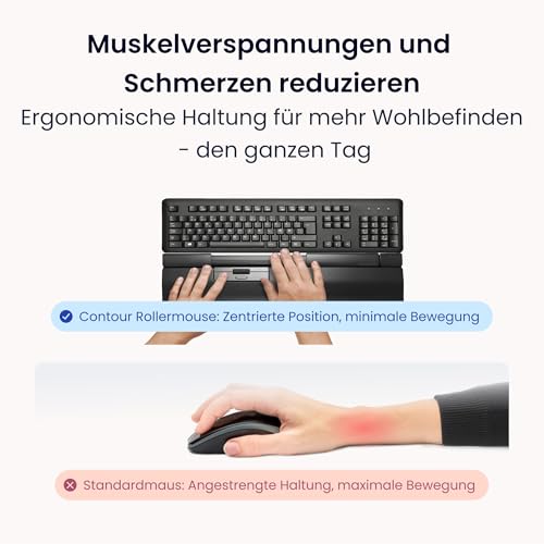 Contour Design SliderMouse Pro Ergonomische Büromaus zur Reduzierung der Belastung von Handgelenk, Schulter und Unterarm | Design für Produktivität Plug & Play PC Desktop Mac - Verdrahtet - Erweitert Bild 5