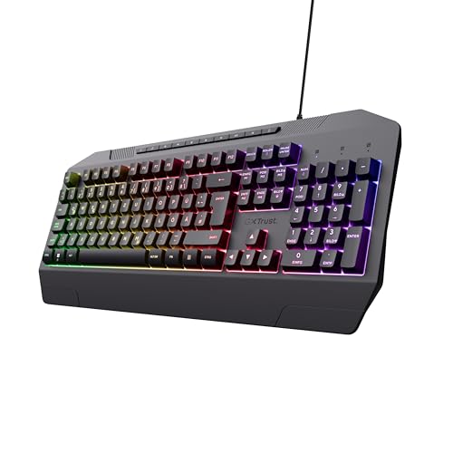 Trust Gaming GXT 836 Evocx Gaming Tastatur mit Deutsches QWERTZ Layout, 78% Recyclingkunststoff, RGB-Beleuchtung, Anti-Ghosting, Medientasten, Gaming Keyboard USB für PC/Laptop - Schwarz Bild 1
