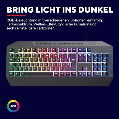 Trust Gaming GXT 836 Evocx Gaming Tastatur mit Deutsches QWERTZ Layout, 78% Recyclingkunststoff, RGB-Beleuchtung, Anti-Ghosting, Medientasten, Gaming Keyboard USB für PC/Laptop - Schwarz Bild 4