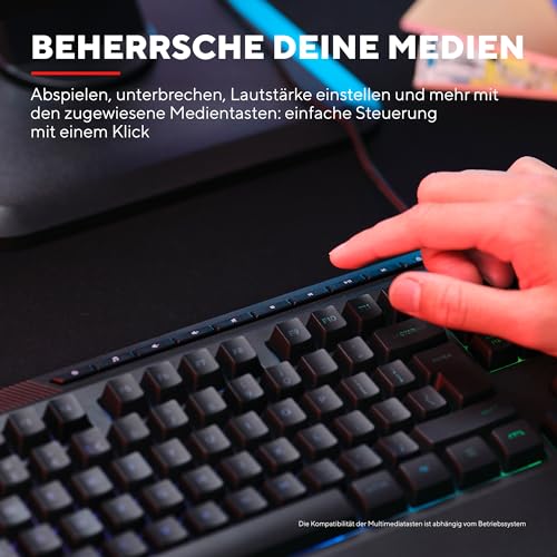 Trust Gaming GXT 836 Evocx Gaming Tastatur mit Deutsches QWERTZ Layout, 78% Recyclingkunststoff, RGB-Beleuchtung, Anti-Ghosting, Medientasten, Gaming Keyboard USB für PC/Laptop - Schwarz Bild 6
