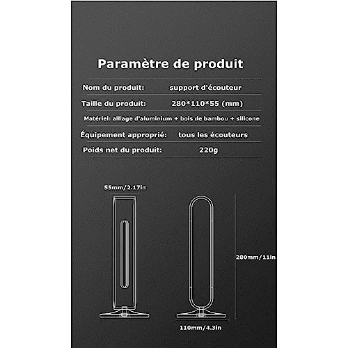 GAENZA Neu Prägnanter Kopfhörerhalter aus Holz, Kopfhörerständer aus Aluminium, Headset-Halter, Gaming-Headset-Aufhänger, Aufbewahrungszubehör Headset Halterung Bild 2