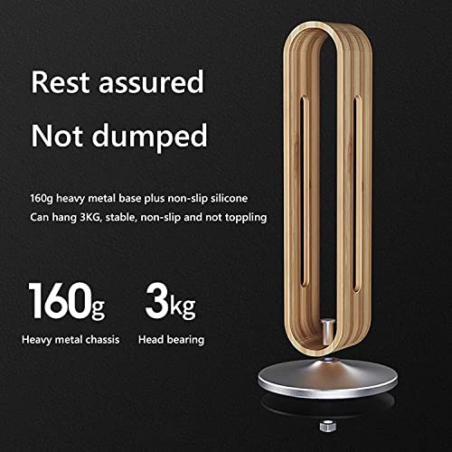 GAENZA Neu Prägnanter Kopfhörerhalter aus Holz, Kopfhörerständer aus Aluminium, Headset-Halter, Gaming-Headset-Aufhänger, Aufbewahrungszubehör Headset Halterung Bild 3