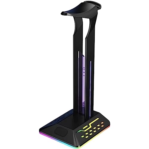 GAENZA Neu Gaming-Headset-Halter, RGB-Kopfhörerständer, Typ-C-Eingang, Dual-USB-Ausgang, Kopfhörerhalter für Schreibtisch, vertikaler Kopfhörerständer Headset Halterung Bild 1