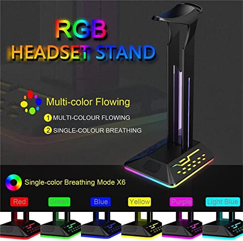 GAENZA Neu Gaming-Headset-Halter, RGB-Kopfhörerständer, Typ-C-Eingang, Dual-USB-Ausgang, Kopfhörerhalter für Schreibtisch, vertikaler Kopfhörerständer Headset Halterung Bild 5