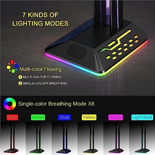 GAENZA Neu Gaming-Headset-Halter, RGB-Kopfhörerständer, Typ-C-Eingang, Dual-USB-Ausgang, Kopfhörerhalter für Schreibtisch, vertikaler Kopfhörerständer Headset Halterung Bild 6