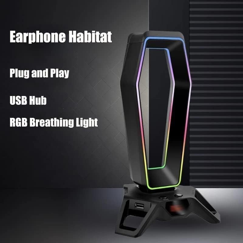 GAENZA Neu Gaming-Headset-Halter, RGB-Kopfhörerständer, multifunktionaler Kopfhörerhalter mit 3 USB 2.0 / Virtual 7.1 Surround Headset Halterung Bild 5