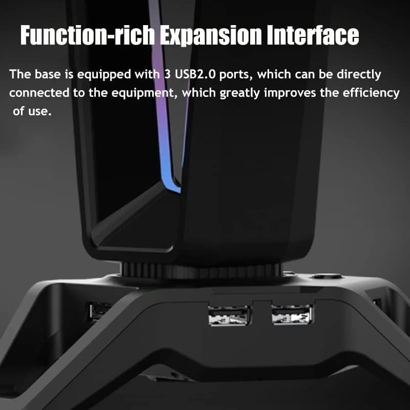 GAENZA Neu Gaming-Headset-Halter, RGB-Kopfhörerständer, multifunktionaler Kopfhörerhalter mit 3 USB 2.0 / Virtual 7.1 Surround Headset Halterung Bild 6