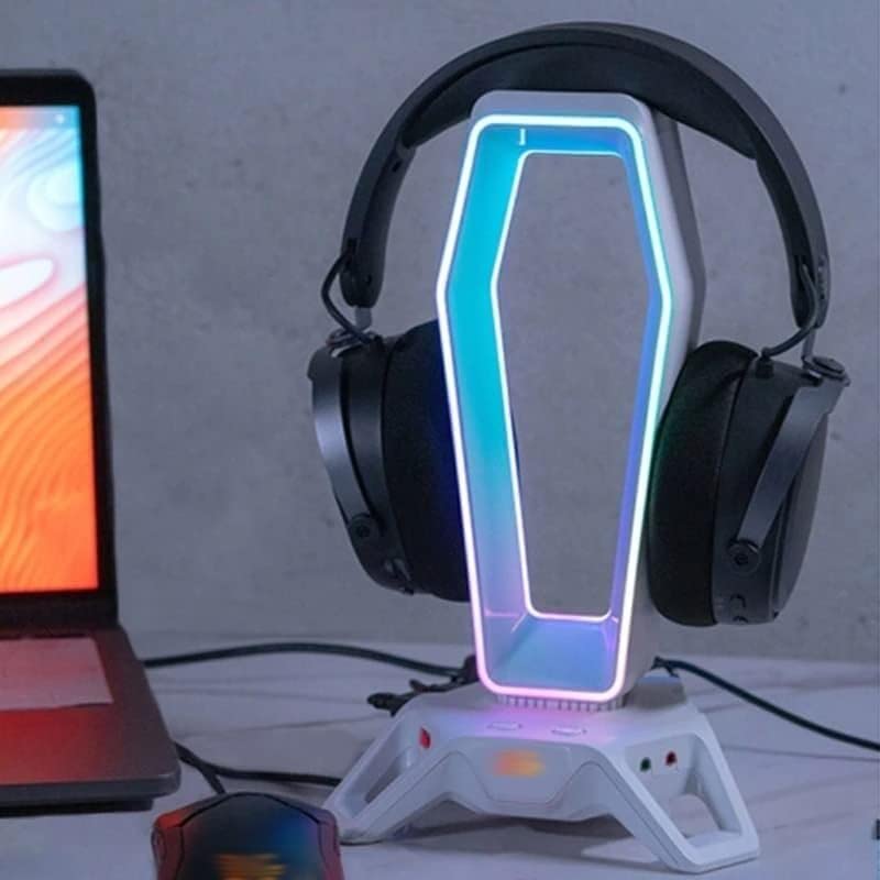 GAENZA Neu Gaming-Headset-Halter, RGB-Kopfhörerständer, multifunktionaler Kopfhörerhalter mit 3 USB 2.0 / Virtual 7.1 Surround Headset Halterung Bild 7