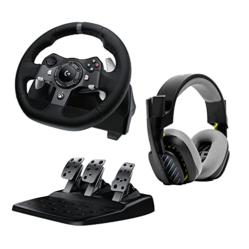 Logitech G G920 Driving Force Gaming Rennlenkrad, Zweimotoriges Force Feedback+A10 Gaming-Headset Gen 2 Kabelgebundenes Headsetfür Xbox Series XS, Xbox One, PC - Schwarz Bild 1