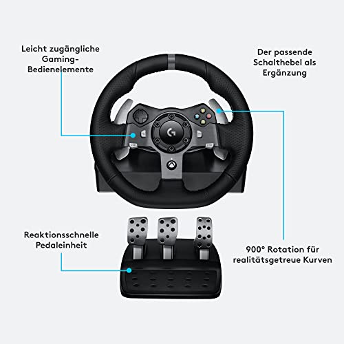 Logitech G G920 Driving Force Gaming Rennlenkrad, Zweimotoriges Force Feedback+A10 Gaming-Headset Gen 2 Kabelgebundenes Headsetfür Xbox Series XS, Xbox One, PC - Schwarz Bild 4