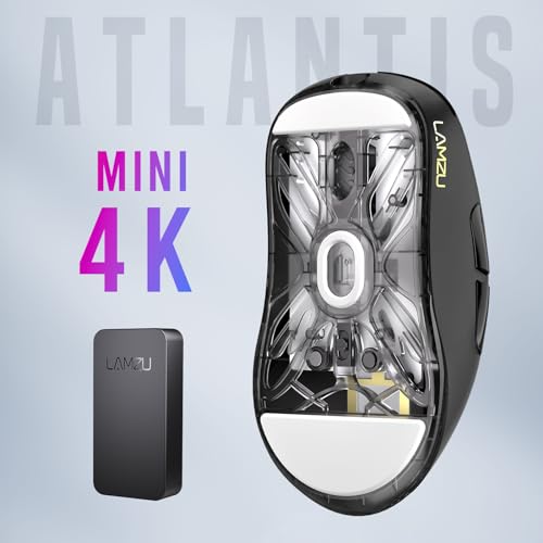 Lamzu Atlantis Mini 4K kabellose Gaming-Maus, 51 g, 26000 DPI, symmetrisch, Nordic 52840, silberner TTC, PAW3395 Sensor, 4K-Dongle enthalten Bild 2