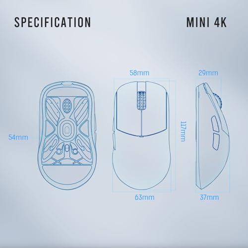 Lamzu Atlantis Mini 4K kabellose Gaming-Maus, 51 g, 26000 DPI, symmetrisch, Nordic 52840, silberner TTC, PAW3395 Sensor, 4K-Dongle enthalten Bild 3