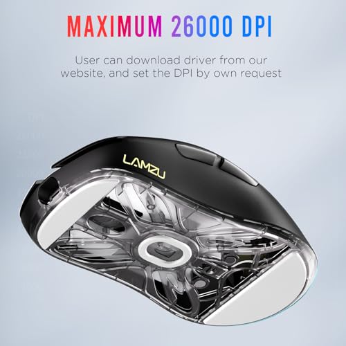 Lamzu Atlantis Mini 4K kabellose Gaming-Maus, 51 g, 26000 DPI, symmetrisch, Nordic 52840, silberner TTC, PAW3395 Sensor, 4K-Dongle enthalten Bild 5